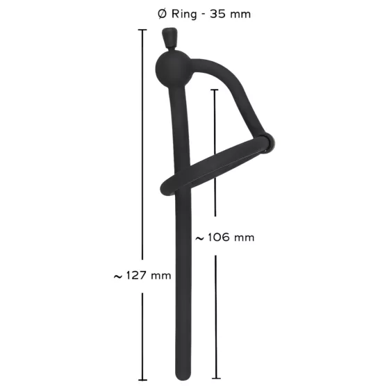 Silicone Urethral Plug with Glans Ring (0.6mm) – Black