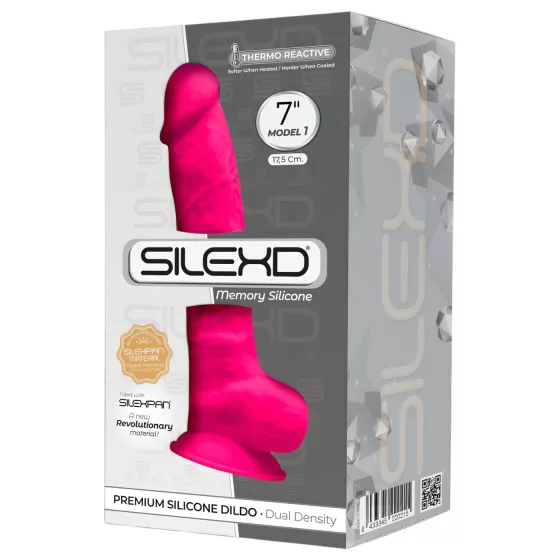 Silexd 7 - Suction Cup Dildo with Testicles - 17.5cm (Pink)