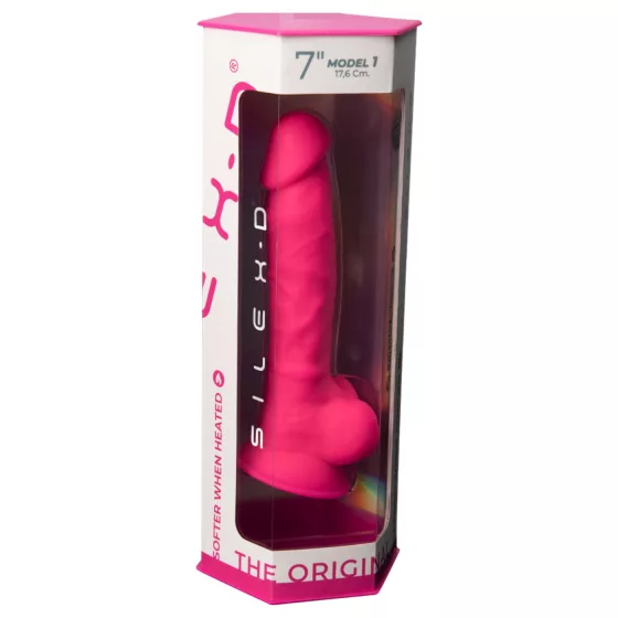 Silexd 7 - suction‑cup, testicle dildo - 17.5 cm (pink)