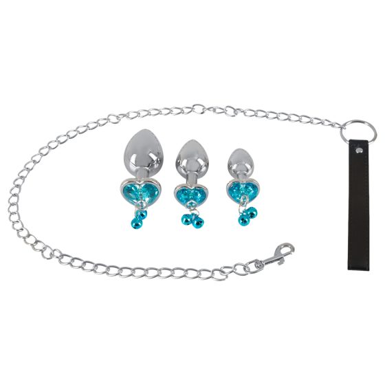 You2Toys - Silver Anal Plug Set with Leash