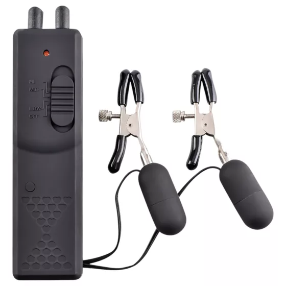 Fetish - Vibrating Nipple Clamps (Black)