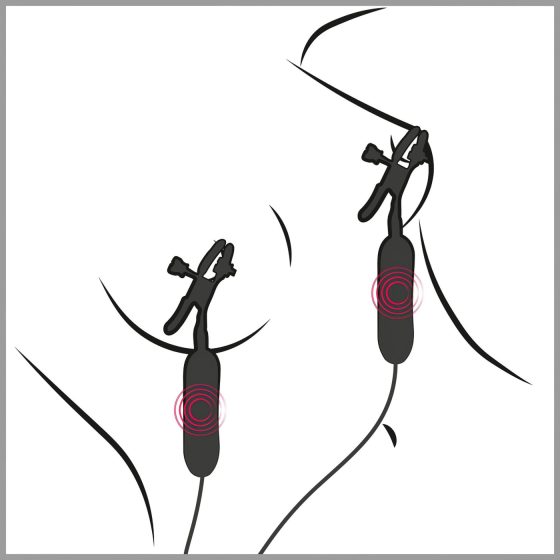 Fetish - Vibrating Nipple Clamps (Black)