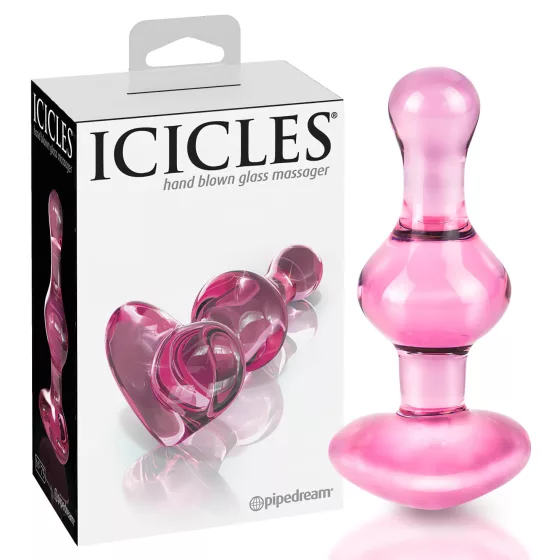 Icicles No. 75 - Heart-Shaped Glass Anal Plug (Pink)