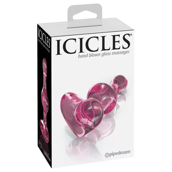 Icicles No. 75 - Heart-Shaped Glass Anal Plug (Pink)