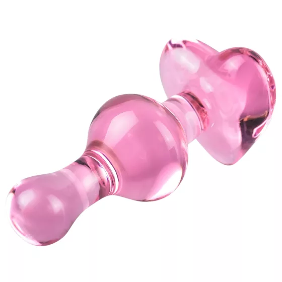 Icicles No. 75 - Heart-Shaped Glass Anal Plug (Pink)