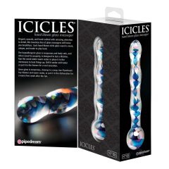 Icicles No. 08 - Dual-Ended, Wavy Glass Dildo (Clear-Blue)