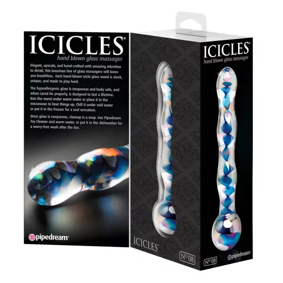Icicles No. 08 - Wavy Double-Ended Glass Dildo (Clear-Blue)