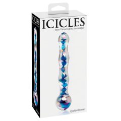 Icicles No. 08 - Dual-Ended, Wavy Glass Dildo (Clear-Blue)