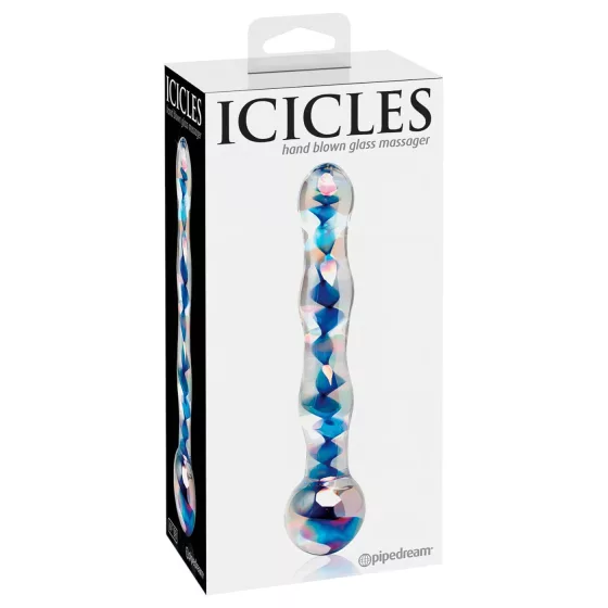 Icicles No. 08 - Wavy Double-Ended Glass Dildo (Clear-Blue)