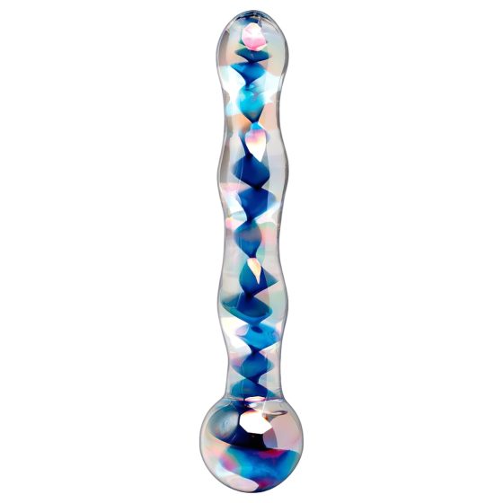 Icicles No. 08 - Dual-Ended, Wavy Glass Dildo (Clear-Blue)