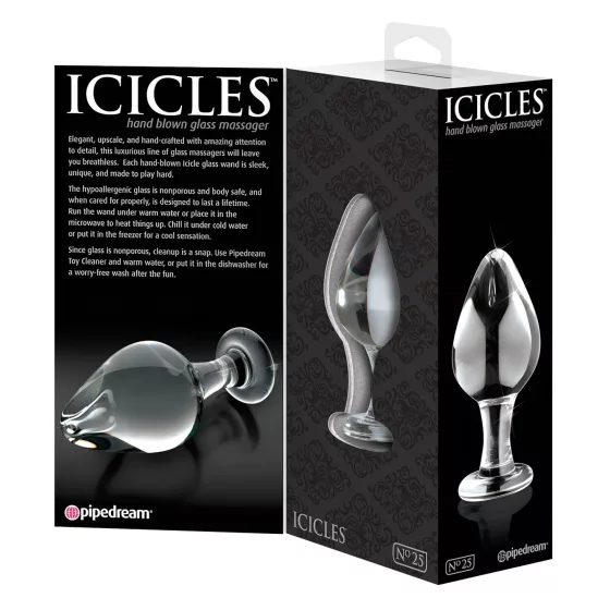 Icicles No. 25 - Clear Glass Tapered Anal Plug