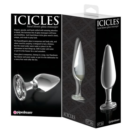 Icicles No. 26 - Tapered Glass Anal Plug (Transparent)