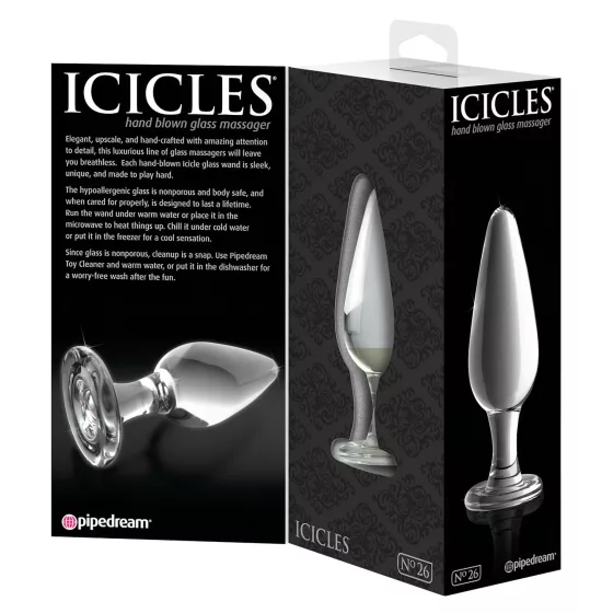 Icicles No. 26 - Tapered Glass Anal Plug (Transparent)
