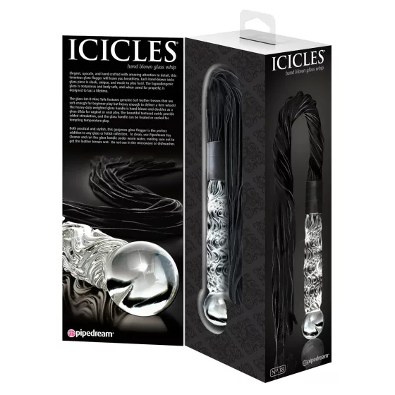 Icicles No. 38 - Leather Whip & Glass Dildo (Clear-Black)