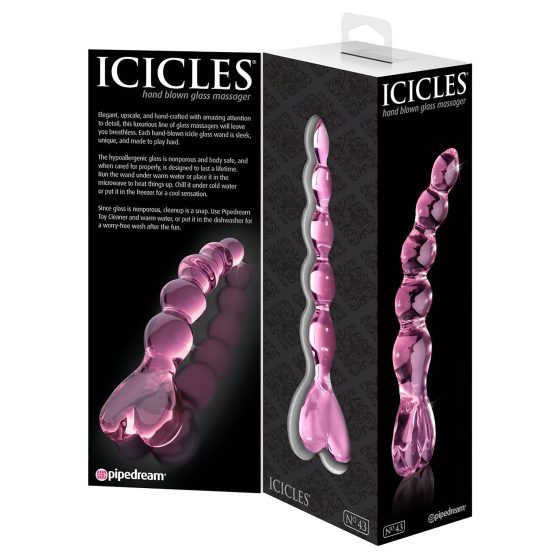 Icicles No. 43 - Pearl Heart Glass Dildo (Pink)