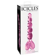 Icicles No. 43 - Beaded Heart Glass Dildo (Pink)