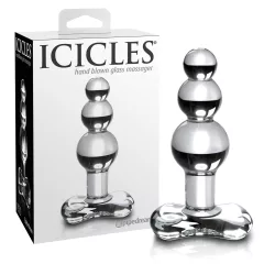 Icicles No. 47 - Triple Pearl Glass Anal Plug (Clear)