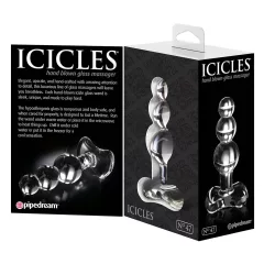 Icicles No. 47 - Triple Pearl Glass Anal Plug (Clear)