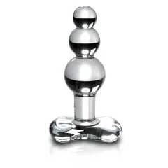 Icicles No. 47 - Triple Pearl Glass Anal Plug (Clear)
