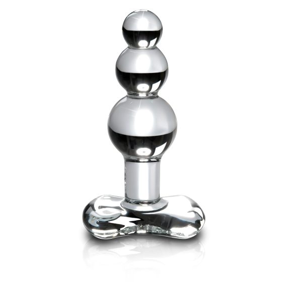 Icicles No. 47 - Triple Pearl Glass Anal Plug (Clear)