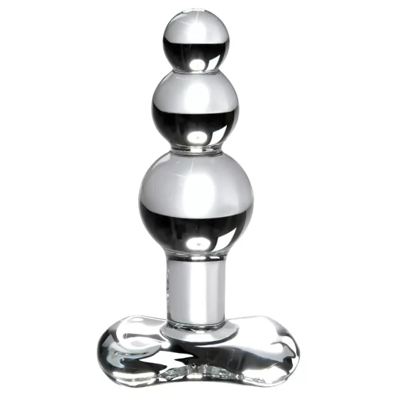 Icicles No. 47 - Triple Pearl Glass Anal Plug (Clear)