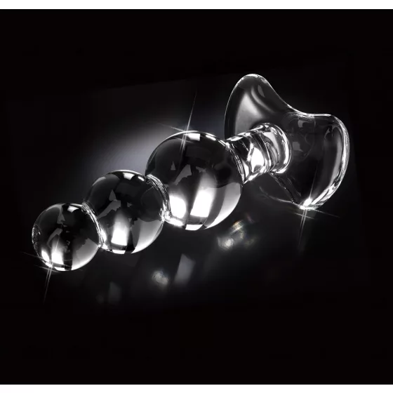 Icicles No. 47 - Triple Pearl Glass Anal Plug (Clear)