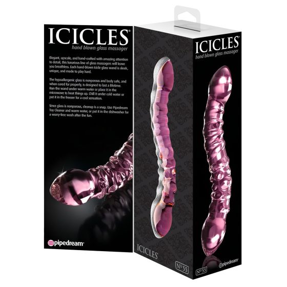 Icicles No. 55 - Double-Ended Glass G-Spot Dildo (Pink)