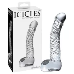Icicles No. 61 - glass dildo with balls and penis (clear)
