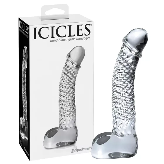 Icicles No. 61 - Elegant Glass Dildo with Textured Bulbs (Clear)