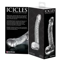 Icicles No. 61 - glass dildo with balls and penis (clear)