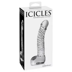 Icicles No. 61 - glass dildo with balls and penis (clear)