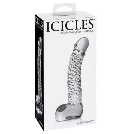 Icicles No. 61 - Elegant Glass Dildo with Textured Bulbs (Clear)