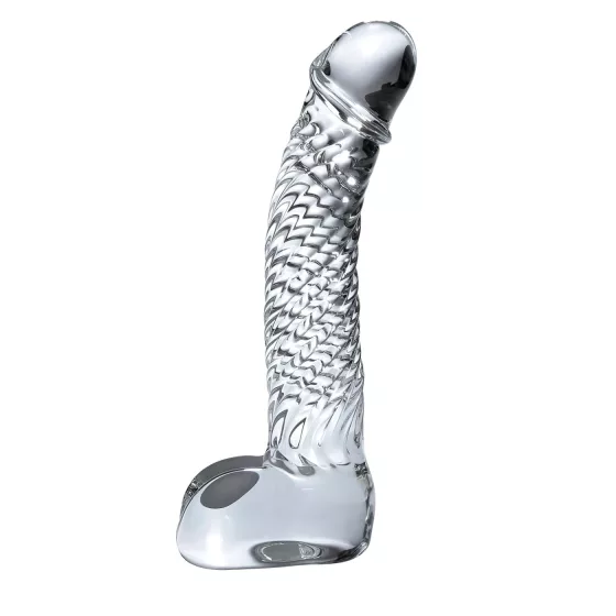 Icicles No. 61 - Elegant Glass Dildo with Textured Bulbs (Clear)