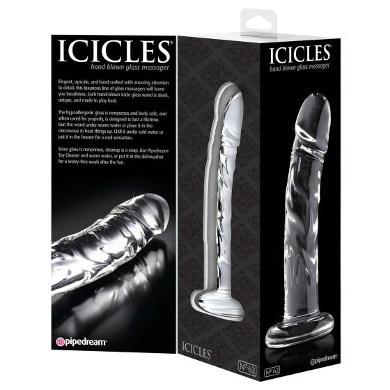 Icicles No. 62 - Glass Dildo with Phallic Design (Transparent)