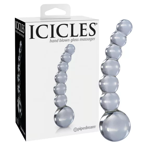 Icicles No. 66 - Curved, Bulbous Glass Dildo (Clear)