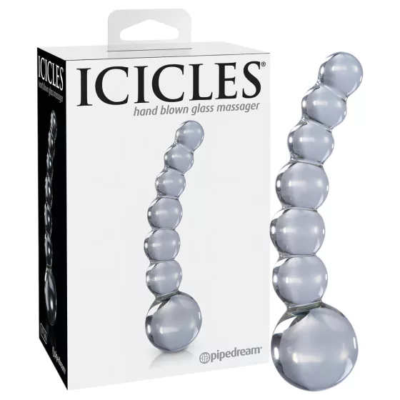 Icicles No. 66 - Curved, Bulbous Glass Dildo (Clear)