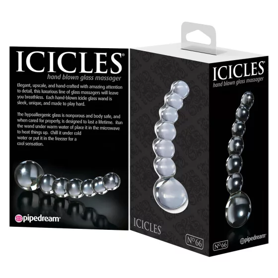Icicles No. 66 - Curved, Bulbous Glass Dildo (Clear)