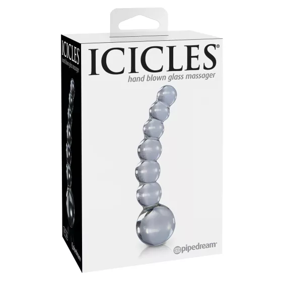 Icicles No. 66 - Curved, Bulbous Glass Dildo (Clear)