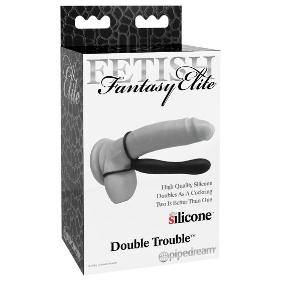 Fetish Double Delight – Harness & Penis Ring with Dildo (Black)