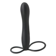   Fetish Double Trouble - testicle and penis ring with anal dildo (black)