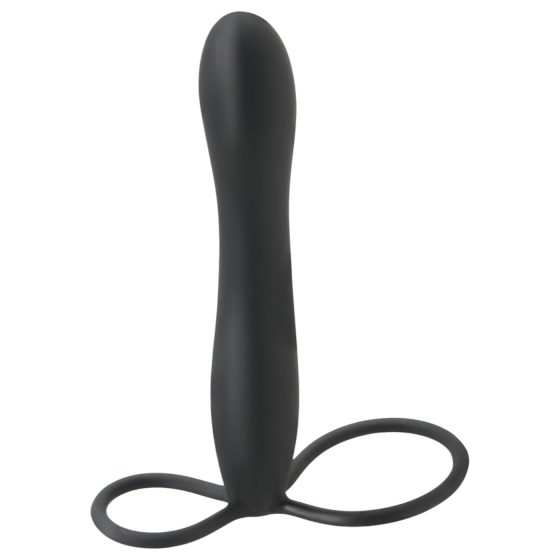 Fetish Double Delight – Harness & Penis Ring with Dildo (Black)