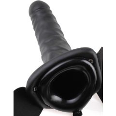 Fetish Strap-On 8 - hollow vibrator with strap-on (black)