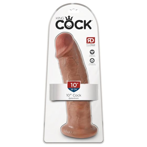 King Cock 10 - Large Suction Cup Dildo (25cm) - Dark Natural"