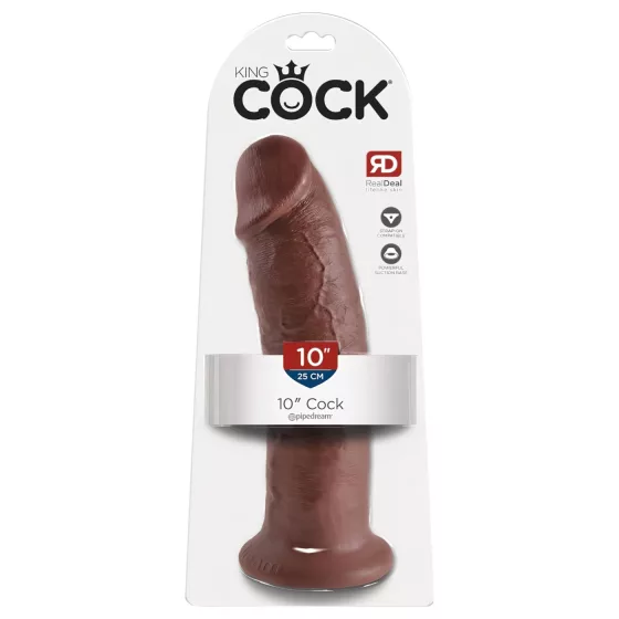 King Cock 10 Large Suction Cup Dildo (25cm) - Brown"