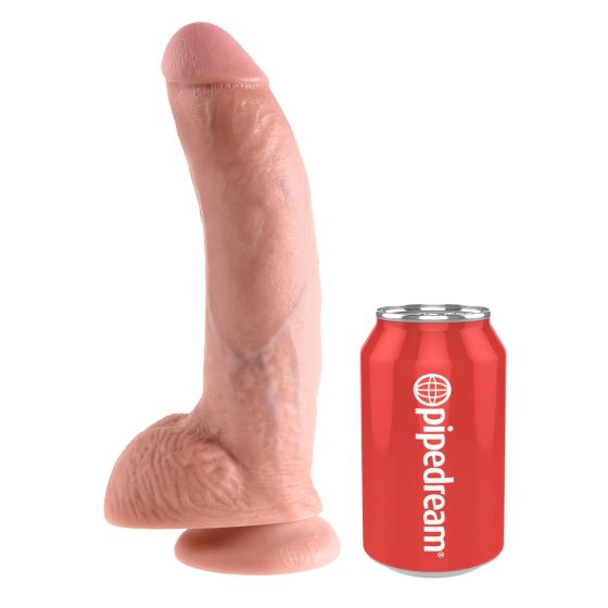 King Cock 9 - Large Suction Cup Dildo with Balls (23cm) - Natural"