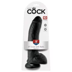   King Cock 9 - Large Suction Cup Dildo with Balls (23cm) - Black"