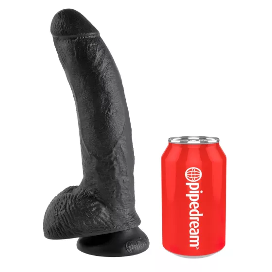 King Cock 9 - Large Suction Cup Dildo with Balls (23cm) - Black"