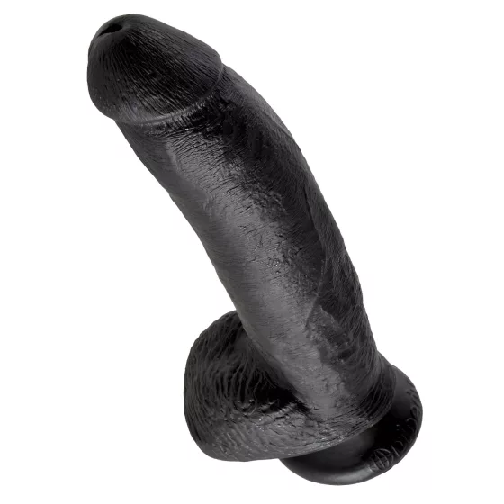 King Cock 9 - Large Suction Cup Dildo with Balls (23cm) - Black"