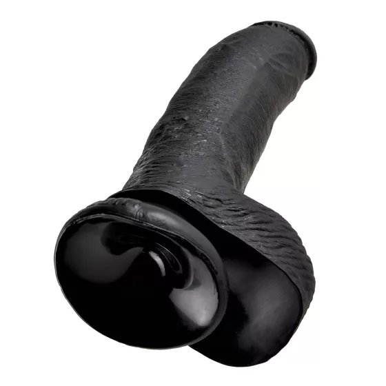 King Cock 9 - Large Suction Cup Dildo with Balls (23cm) - Black"
