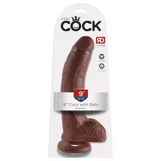 King Cock 9 Brown Dildo with Suction Cup & Balls (23cm)"